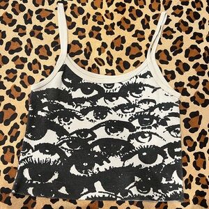 Brandy Melville Black and White/Grey Eye Print tank